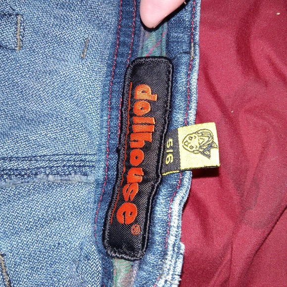 Dollhouse Boot Cut Blue Jeans Punk Metal Bar Hook And Eye Closure Raw Hem 5/6 - Picture 14 of 15